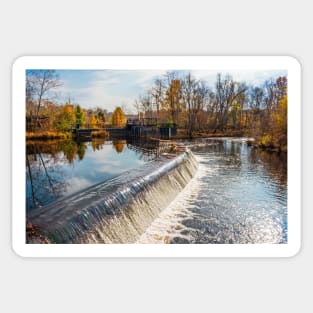 A dam and waterfall in historic Smithville New Jersey. Sticker